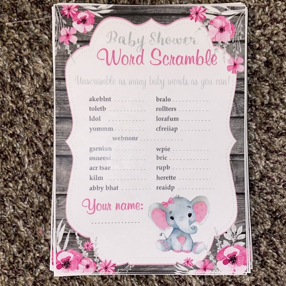 Elephant Theme Baby Shower Party Games & Backdrop Bundle - Picture 6 of 8